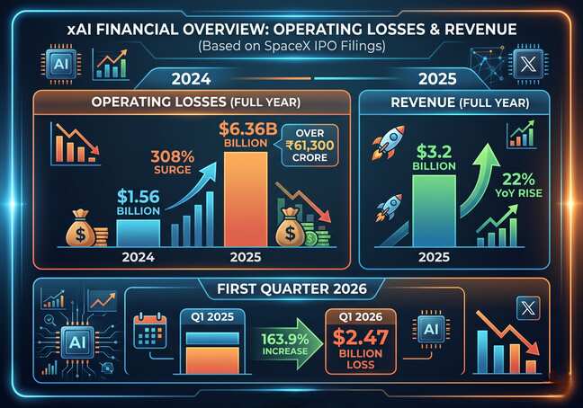 Musk's xAI losses surge to ₹61,000 cr in 2025, up 308% from 2024