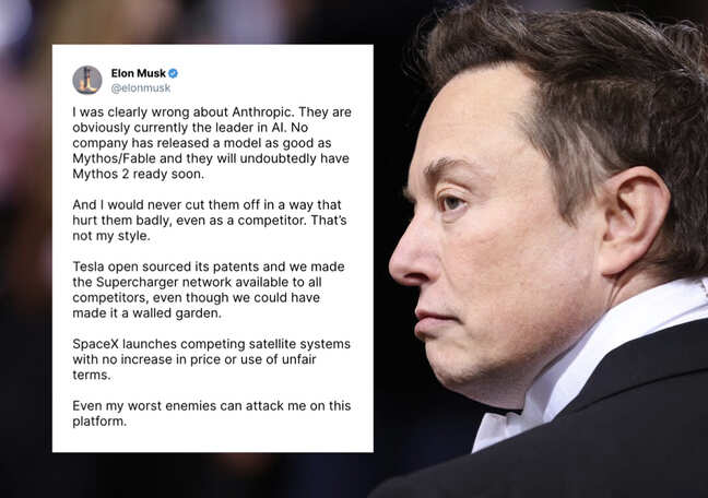 I was clearly wrong: Elon Musk as he calls Anthropic 'obvious AI leader'