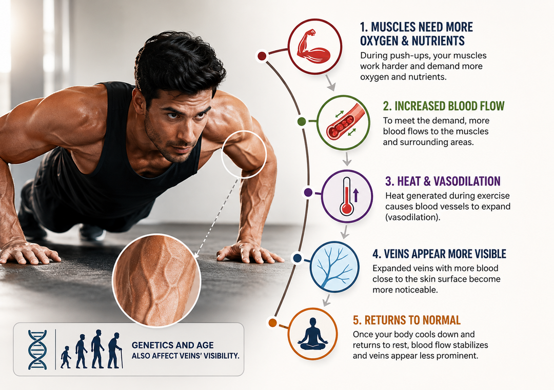 Why do veins look more visible after push-ups?