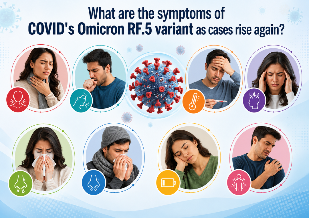 What are the symptoms of COVID's Omicron RF.5 variant as cases rise again?