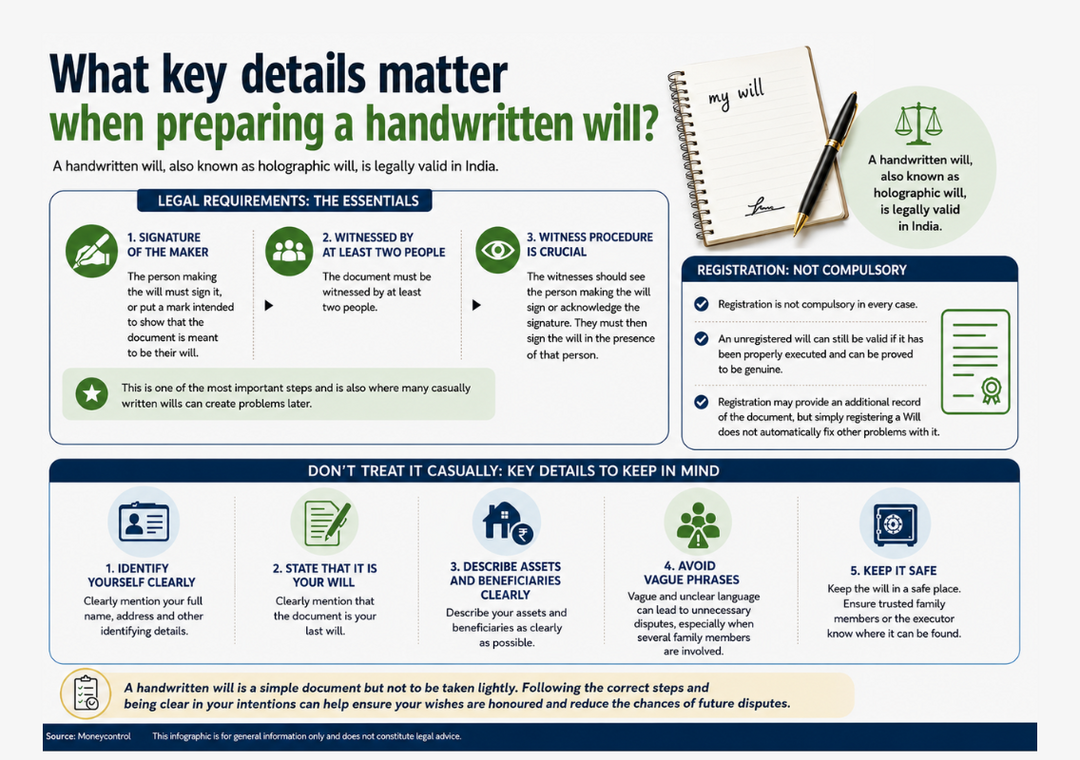 What key details matter when preparing a handwritten will?