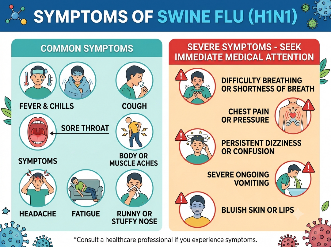 What are the symptoms of swine flu?
