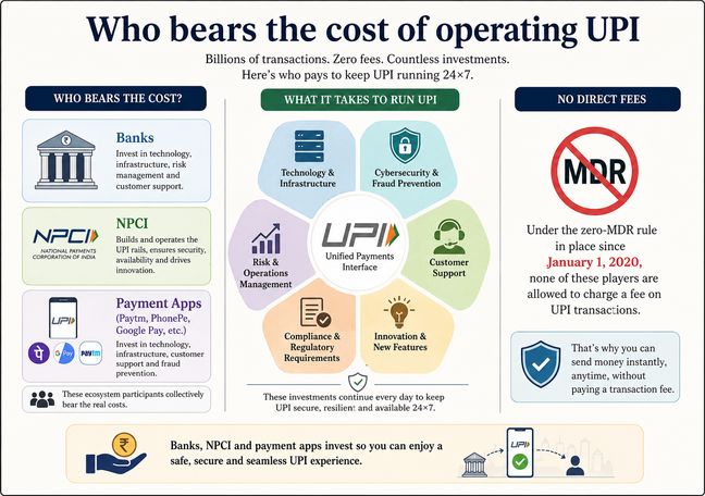 Who bears the cost of operating UPI?