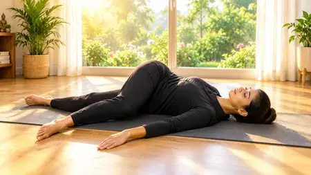 Supta Matsyendrasana may ease back stiffness and constipation